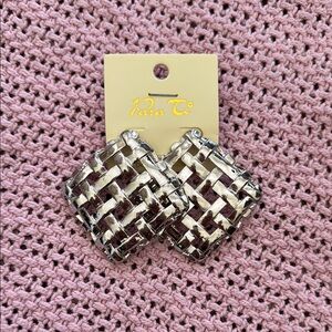 Silver Woven Stud Earrings